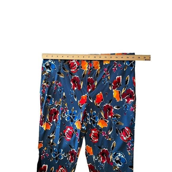 Jules & Leopold Capri Pant Women's Size L Blue Floral Elastic Waistband Pull-On - Picture 5 of 5